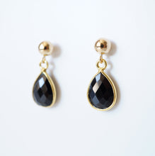 Load image into Gallery viewer, Black Spinel Teardrop Earring on 14K Gold-fill studs (Isla) // Gift for her // Minimalist earring //