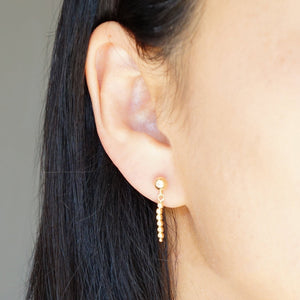 Petite gold orb earring drops on 14K Gold-filled Studs (Casper) 