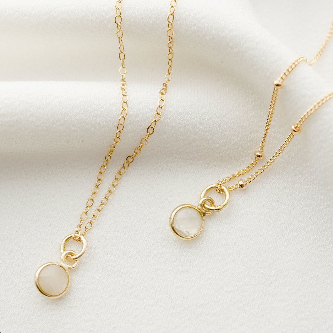 Tiny moonstone on Gold Necklace (Cira) // Gift for sister // Present for mom // Dainty necklace