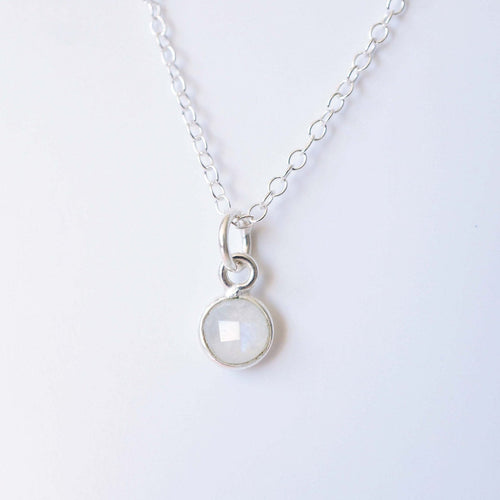 Tiny moonstone on Sterling silver Necklace (Cira) // Gift for sister // Present for mom // Dainty necklace