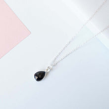 Load image into Gallery viewer, Black Spinel Gemstone Teardrop Sterling Silver Necklace (Isla) // Gift for her // Minimalist necklace //