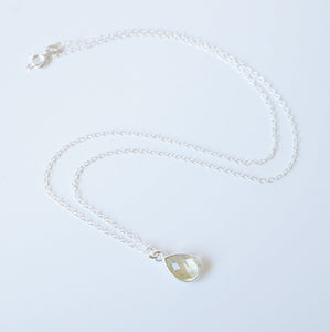 Lemon Quartz Teardrop Sterling Silver Necklace (Cannes) // Gift for her // Minimalist jewellery //