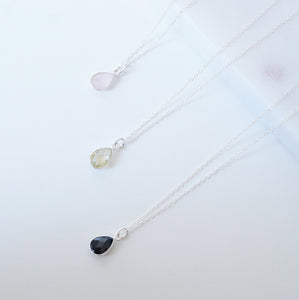 Lemon Quartz Teardrop Sterling Silver Necklace (Cannes) // Gift for her // Minimalist jewellery //