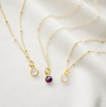 Load image into Gallery viewer, Tiny moonstone on Gold Necklace (Cira) // Gift for sister // Present for mom // Dainty necklace