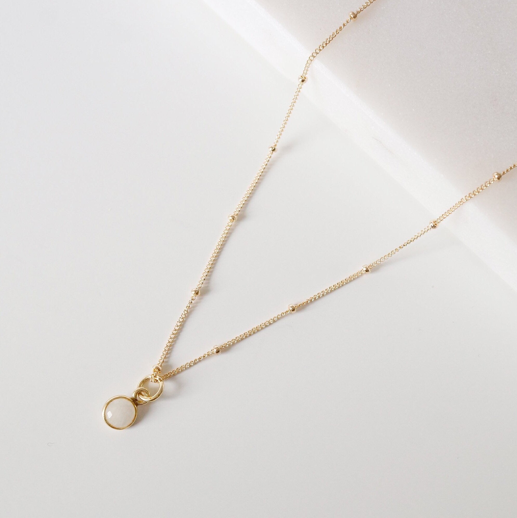 Tiny moonstone on Gold Necklace (Cira) // Gift for sister // Present for mom // Dainty necklace