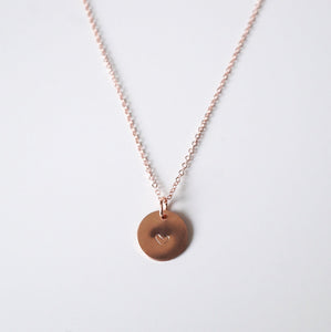 Tiny Heart on Rose Gold Coin - Rose Gold Necklace 