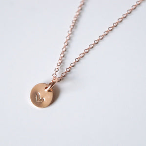 Tiny Rose Gold Heart Coin on Rose Gold Necklace (Carey) // Initial necklace // Personalized necklace // Personalized gift
