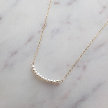 Load image into Gallery viewer, Tiny Pearl Rose Gold Necklace (Grace) // 14K Rose Gold filled Necklace // Bridal jewelry // Handmade jewelry // June birthstone