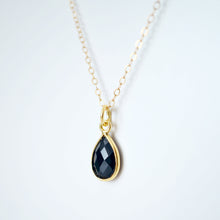 Load image into Gallery viewer, Black Spinel Gemstone Teardrop Gold Necklace (Savannah) // Gift for her // Minimalist necklace //
