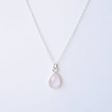Load image into Gallery viewer, Rose Quartz Teardrop Sterling Silver Necklace (Arosa) // Gift for her // Minimalist jewellery //