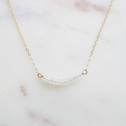 Quartz Crystal Gemstone necklace on 14K Gold-fill chain (Tristan) 