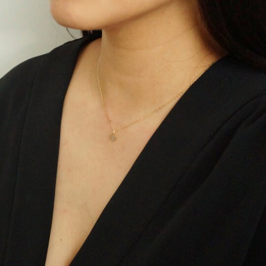 Tiny Personalized Gold Coin on 14K Gold-fill Necklace (Carey) // Gift for sister // Personalized necklace // Personalized gift