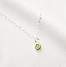 Load image into Gallery viewer, Tiny peridot stone on Sterling silver Necklace (Cira) // Gift for sister // Present for mom // Dainty necklace