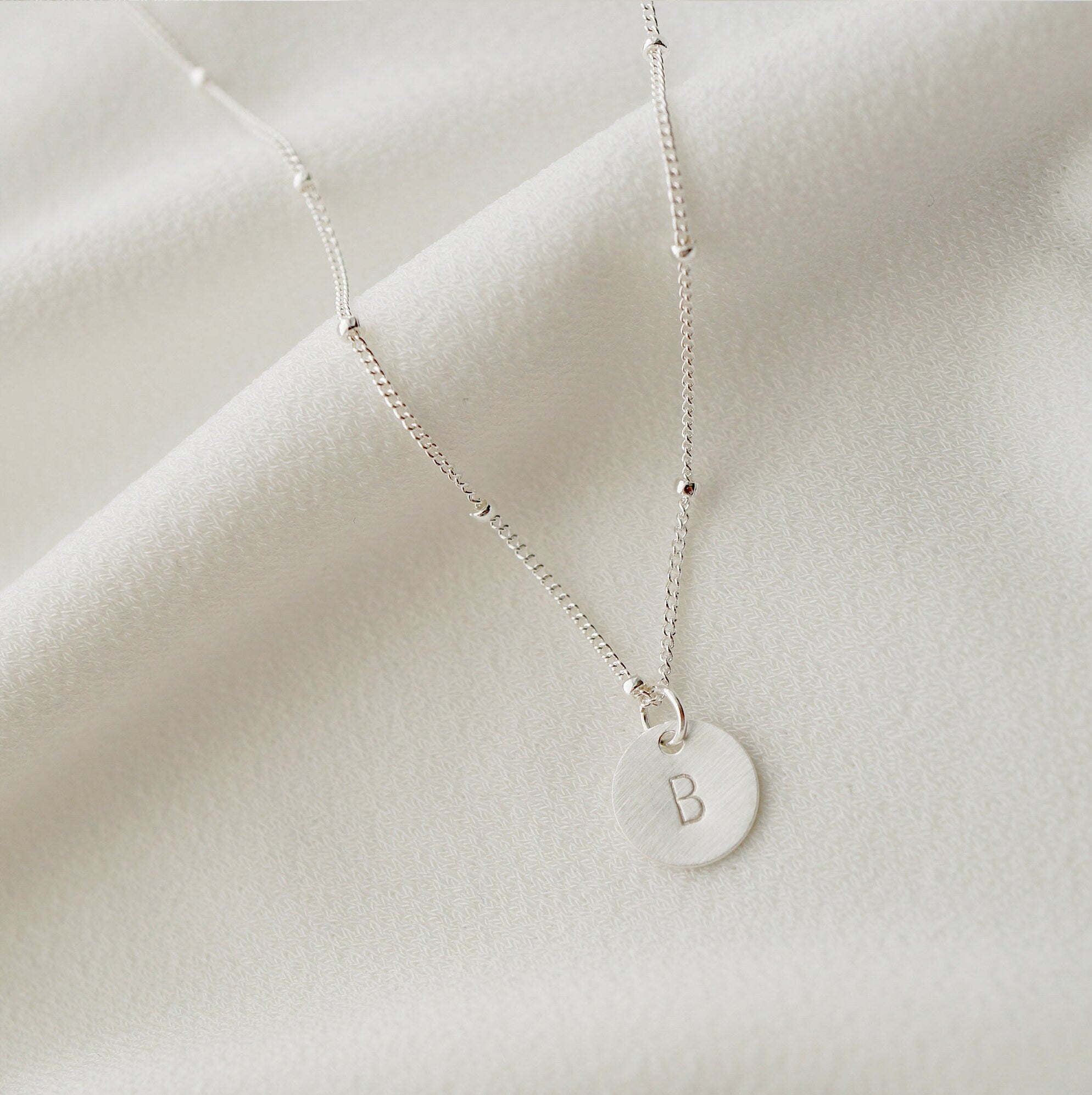 Tiny Personalized Silver Coin on Sterling silver Necklace (Carey) // Gift for sister // Personalized necklace // Personalized gift