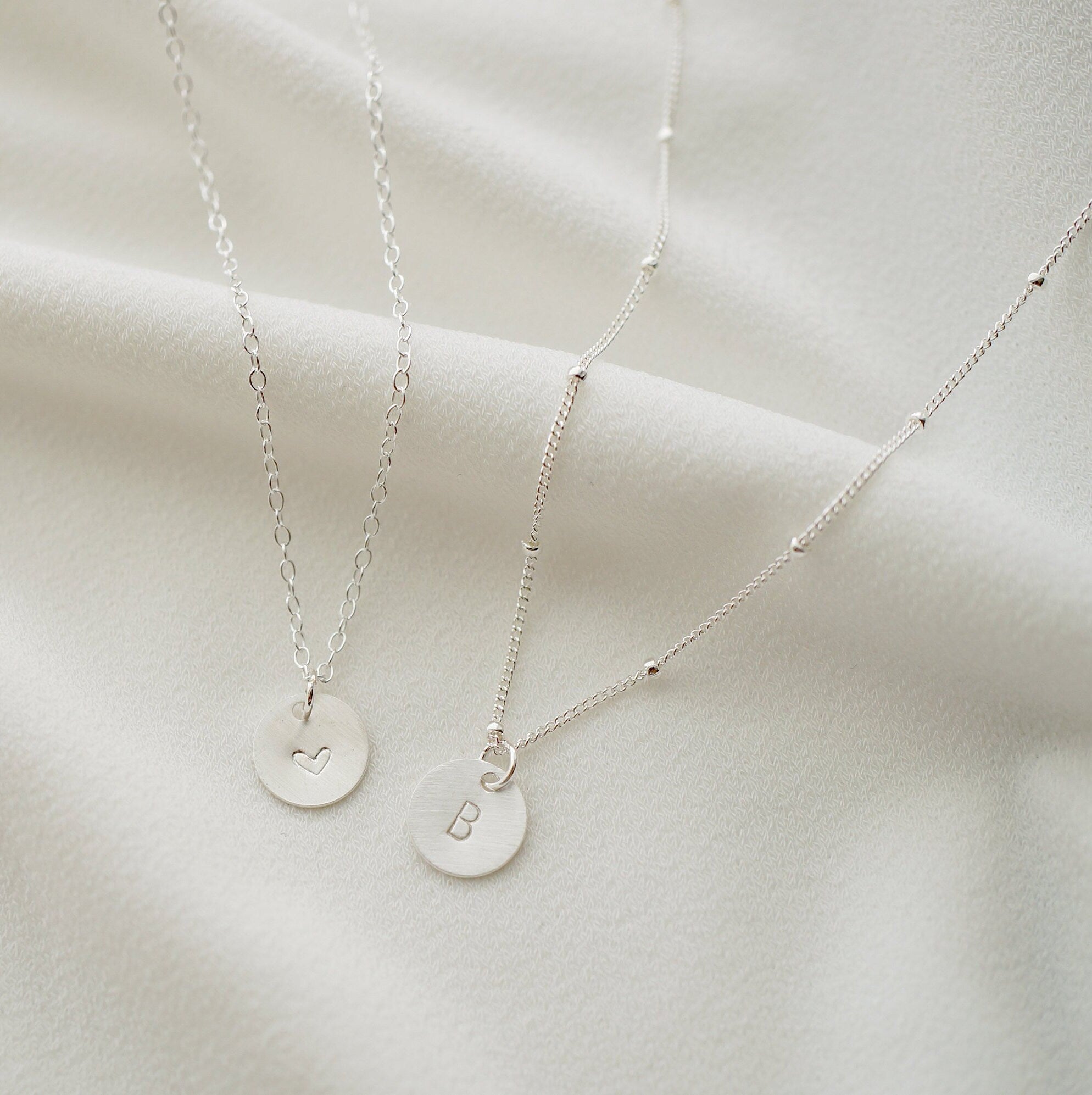Tiny Personalized Silver Coin on Sterling silver Necklace (Carey) // Gift for sister // Personalized necklace // Personalized gift