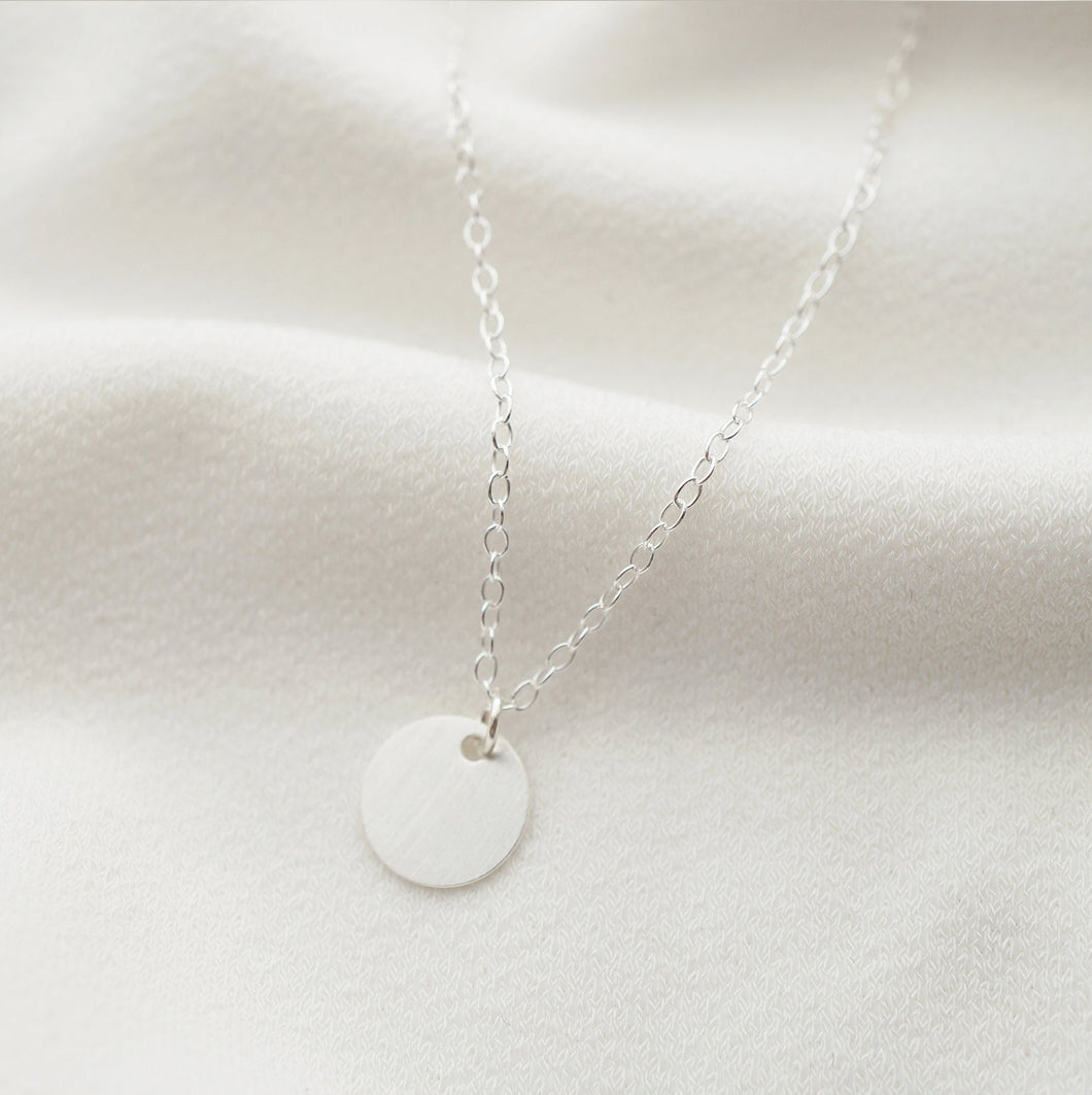 Tiny Silver Coin on Sterling silver Necklace (Cait) 
