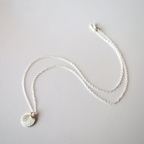 Sterling Silver Textured Coin on sterling silver Necklace (Medium Size) 
