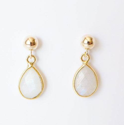 Moonstone Teardrop Earring on 14K Gold-fill studs (Isla) // Gift for her // Minimalist earring //