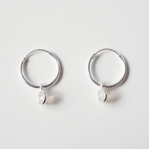 Moonstone Sterling Silver Hoop Earrings (Valais) // Gifts for her // Handmade earrings // Minimalist jewelry