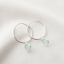 Load image into Gallery viewer, Moonstone Sterling Silver Hoop Earrings (Valais) // Gifts for her // Handmade earrings // Minimalist jewelry