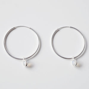 Moonstone Sterling Silver Large Hoop Earrings (Valais) // Gifts for her // Handmade earrings // Minimalist jewelry