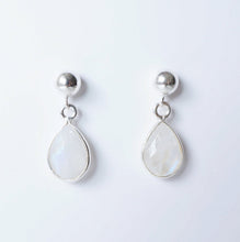 Load image into Gallery viewer, Moonstone Teardrop Earring on Sterling Silver studs (Isla) // Gift for her // Minimalist earring //