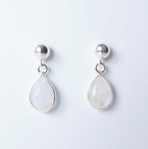 Moonstone Teardrop Earring on Sterling Silver studs (Isla) // Gift for her // Minimalist earring //