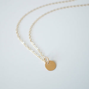 Petite Gold Coin on 14K Gold-fill Necklace (Carey) // Gift for sister // Present for mom // Dainty necklace