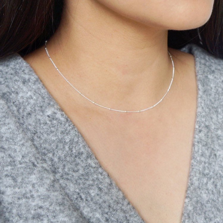 Dainty Silver Satellite Necklace 