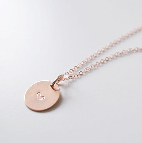 Tiny Heart on Rose Gold Coin - Rose Gold Necklace 