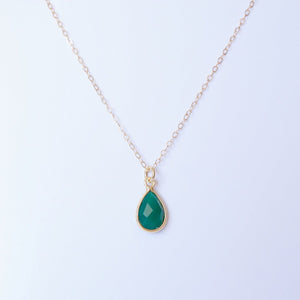 Green Onyx Teardrop Gold Necklace (Toma) // Gift for her // Minimalist jewellery //