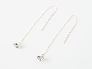 Herkimer Diamond and Sterling Silver Threader Earrings (Emery) // Gifts for her // Handmade jewelry // minimalist earrings