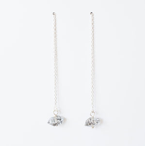 Herkimer Diamond and Sterling Silver Threader Earrings (Emery) // Gifts for her // Handmade jewelry // minimalist earrings