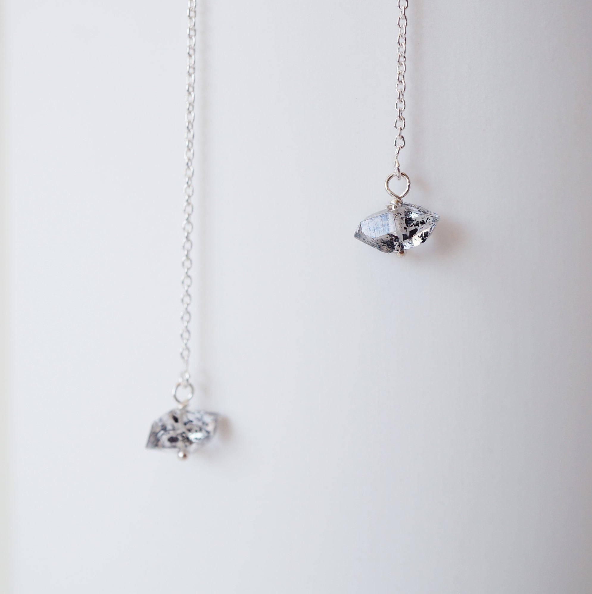 Herkimer Diamond and Sterling Silver Threader Earrings (Emery) // Gifts for her // Handmade jewelry // minimalist earrings