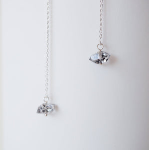 Herkimer Diamond and Sterling Silver Threader Earrings (Emery) // Gifts for her // Handmade jewelry // minimalist earrings