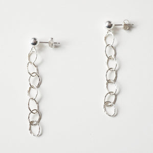 Silver textured loop earrings on sterling silver studs (Germaine) 