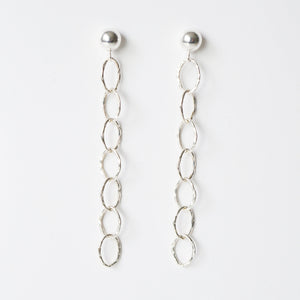 Silver textured loop earrings on sterling silver studs (Germaine) 
