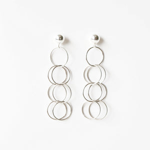 Silver loop earrings on sterling silver studs (Sirius) 