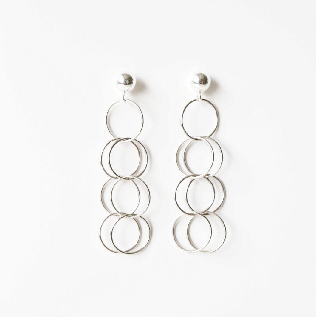 Silver loop earrings on sterling silver studs (Sirius) 