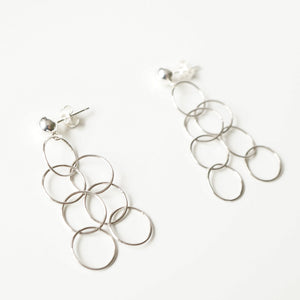 Silver loop earrings on sterling silver studs (Sirius) 