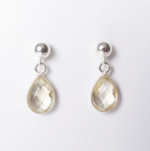 Load image into Gallery viewer, Lemon Quartz Teardrop Earring on Sterling Silver studs (Cannes) // Gift for her // Minimalist earring //