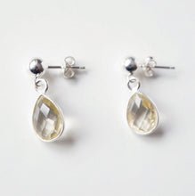 Load image into Gallery viewer, Lemon Quartz Teardrop Earring on Sterling Silver studs (Cannes) // Gift for her // Minimalist earring //