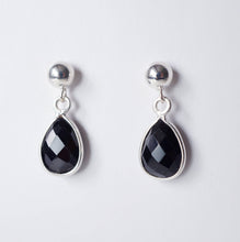 Load image into Gallery viewer, Black Spinel Teardrop Earring on Sterling Silver studs (Isla) // Gift for her // Minimalist earring //