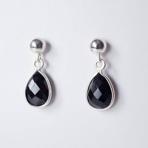 Black Spinel Teardrop Earring on Sterling Silver studs (Isla) // Gift for her // Minimalist earring //