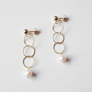 Pearl and Gold loop earrings on 14K Gold filled studs (Posie) 