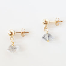 Load image into Gallery viewer, Herkimer Diamonds on 14K Gold-filled Studs (Aurora) // Gifts for her // Dainty earrings