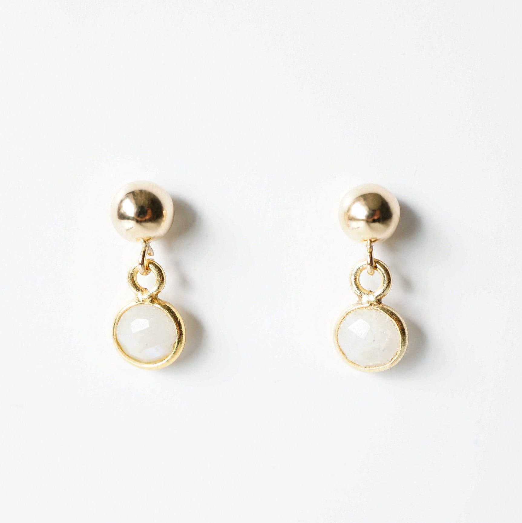 Tiny Moonstone Earrings on 14K Gold-fill studs (Cira) // Gift for her // Minimalist earring //