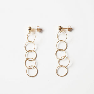 Gold loop earrings on 14K Gold studs (Luxa) 