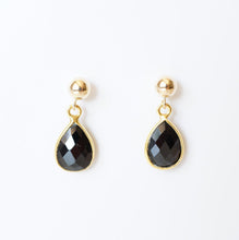 Load image into Gallery viewer, Black Spinel Teardrop Earring on 14K Gold-fill studs (Isla) // Gift for her // Minimalist earring //