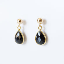 Load image into Gallery viewer, Black Spinel Teardrop Earring on 14K Gold-fill studs (Isla) // Gift for her // Minimalist earring //